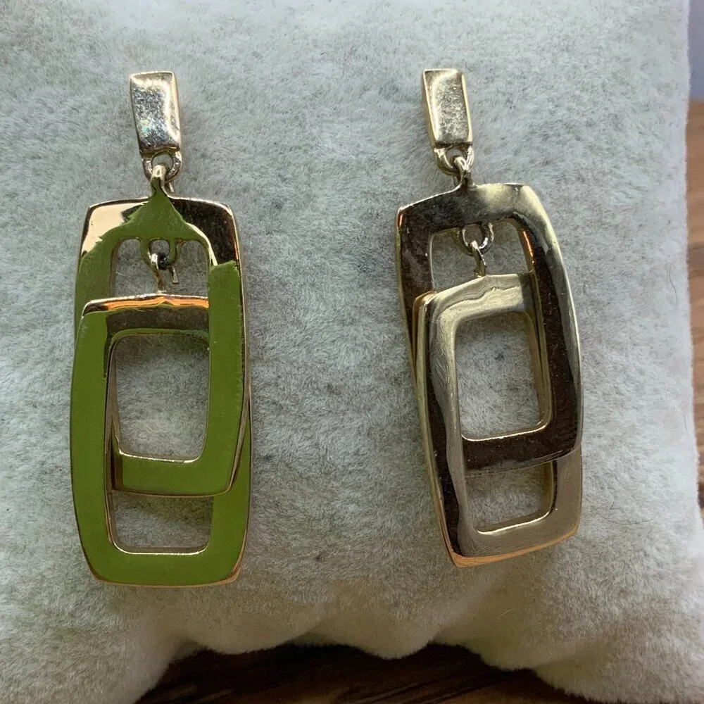 Kenneth Cole New York Gold Tone Rectangle Link Drop Earrings